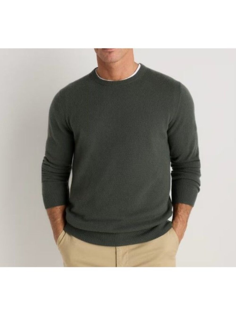 Quince Mongolian Cashmere Crewneck Sweater in Moss Men's Size Medium